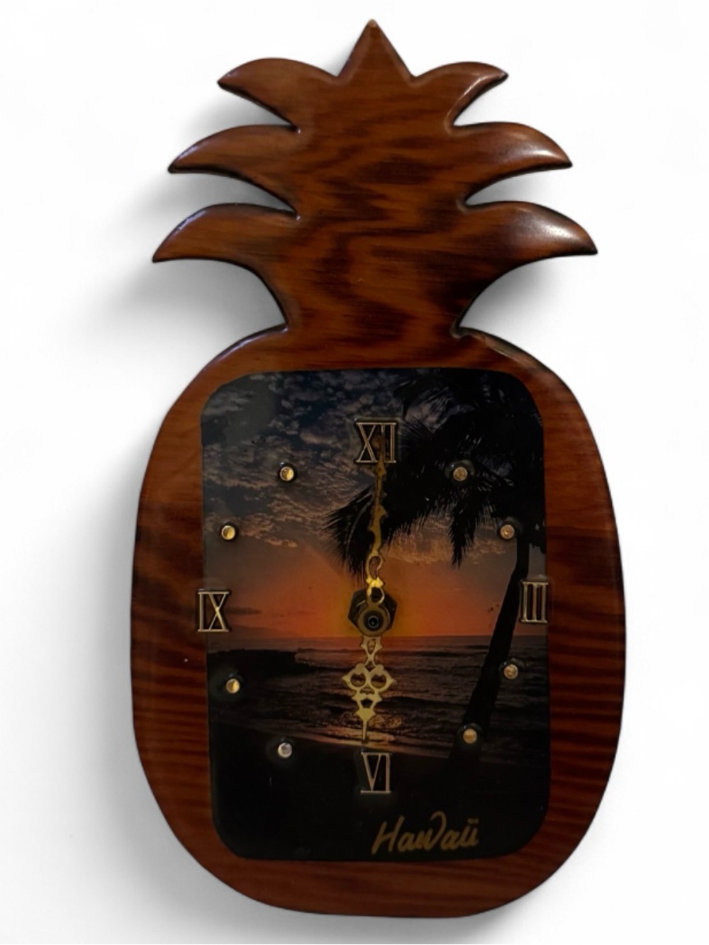 Vintage Hawaii Pineapple Wall Clock - Brown Sunset Design